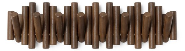 Tmavě hnědý nástěnný věšák z borovicového dřeva 61 cm Picket – Umbra