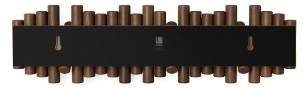 Tmavě hnědý nástěnný věšák z borovicového dřeva 61 cm Picket – Umbra