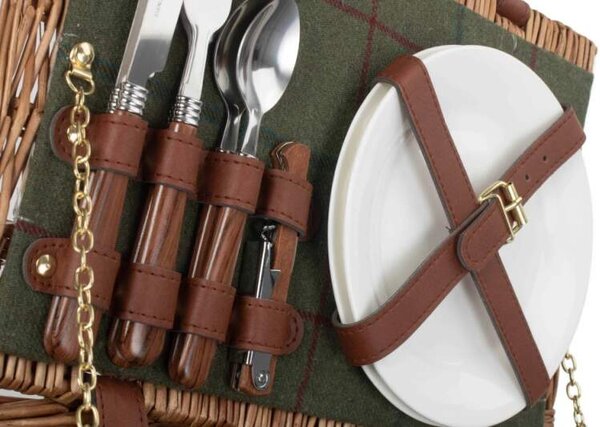 Willow Direct Piknikový koš GREEN CLASSIC proutěný pro 2 osoby s dekou