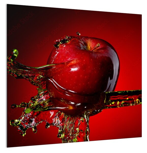 Sklo do kuchyně červené jablko ve vodě - 40 x 40 cm