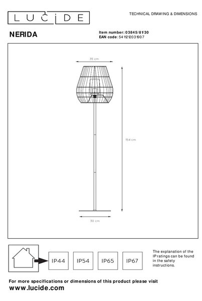 Lucide L038458130 stojací lampa NERIDA E27
