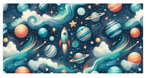 Obraz raketa a planety ve vesmíru