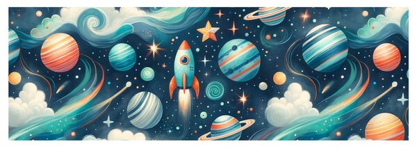 Obraz kosmos s raketou a hvězdami