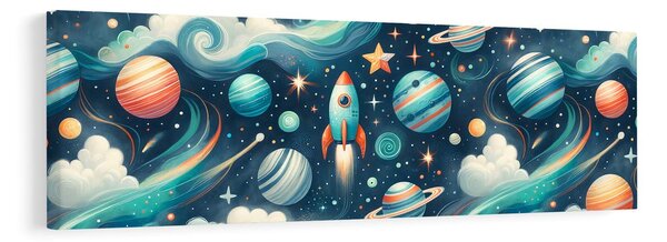 Obraz kosmos s raketou a hvězdami
