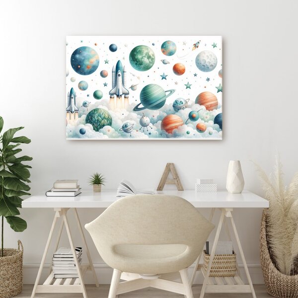 Obraz raketa mezi planetami