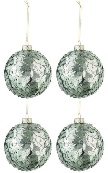 Set čtyř skleněných zelených vánočních ozdob J-Line Grien 10,5 cm