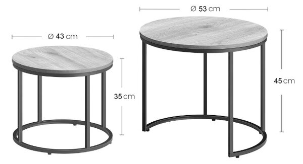 Dvoudílný kávový stolek Bugi mramor, černé nohy