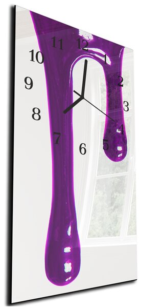 Nástěnné hodiny 30x60cm stékající fialová barva - plexi