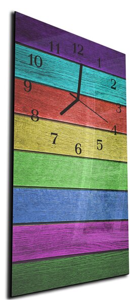 Nástěnné hodiny 30x60cm barevné dřevěné prkna - plexi
