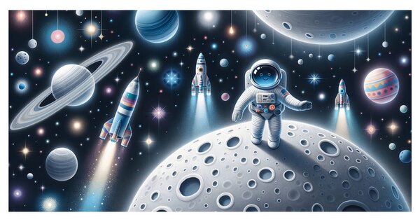 Obraz kosmonaut mezi planetami