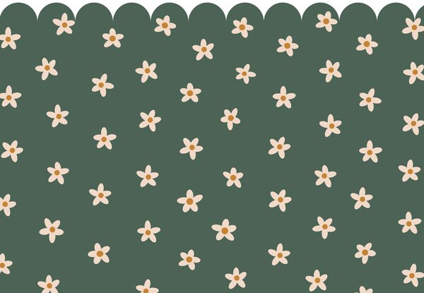 Dětská obrazová tapeta s kopretinami, bílo-zelená, 159596, Floral Fever, Esta Home
