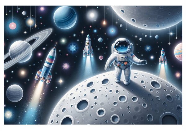 Obraz dětský astronaut na Měsíci