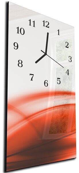 Nástěnné hodiny 30x60cm červená abstraktní vlna - plexi