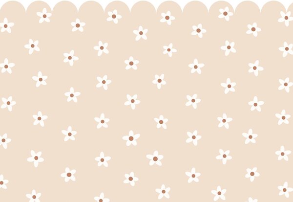 Dětská obrazová tapeta s kopretinami, bílo-béžová, 159594, Floral Fever, Esta Home