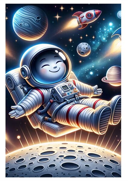 Obraz šťastný kosmonaut ve vesmíru