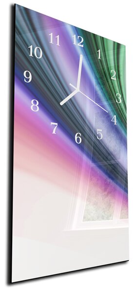 Nástěnné hodiny 30x60cm barevné vlny na bílém - plexi