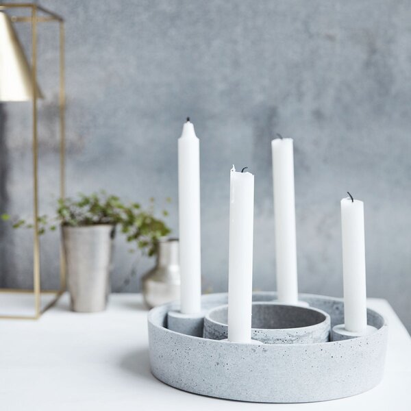 House Doctor Betonový svícen Ring Grey - 26 cm HD170