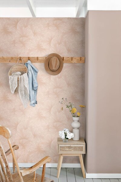 Tapeta s listy Gingka, starorůžová, 131397, Floral Fever, Esta Home