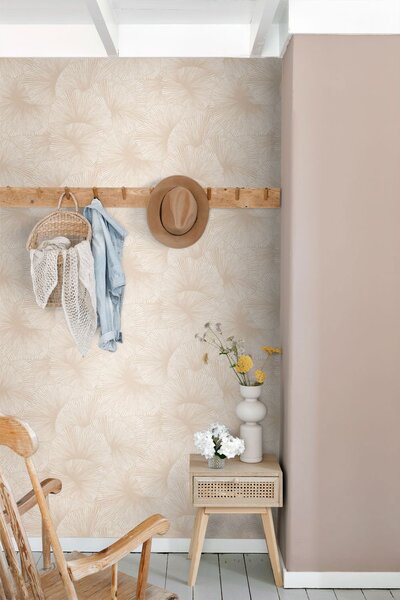 Tapeta s listy Gingka, béžová, 131395, Floral Fever, Esta Home