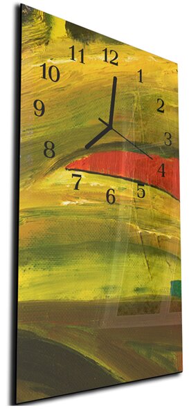 Nástěnné hodiny 30x60cm malovaná zlatožlutá abstrakce - plexi