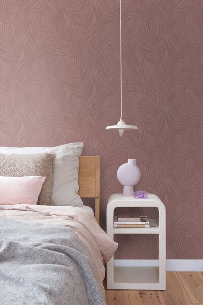 Tapeta s palmovými listy, starorůžová, 131220, Floral Fever, Esta Home