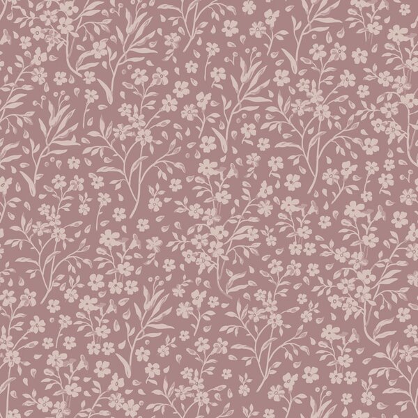 Tapeta s drobnými květinami, béžovo-růžová (pudrová), 131133, Floral Fever, Esta Home