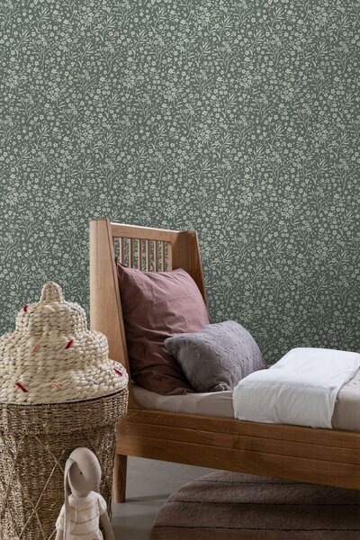 Tapeta s drobnými květinami, zelená, 139878, Floral Fever, Esta Home