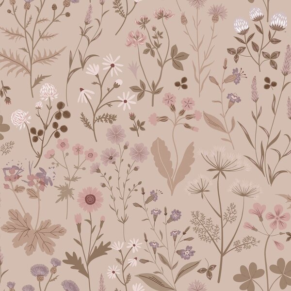 Tapeta s lučními květinami, růžová, 139841, Floral Fever, Esta Home
