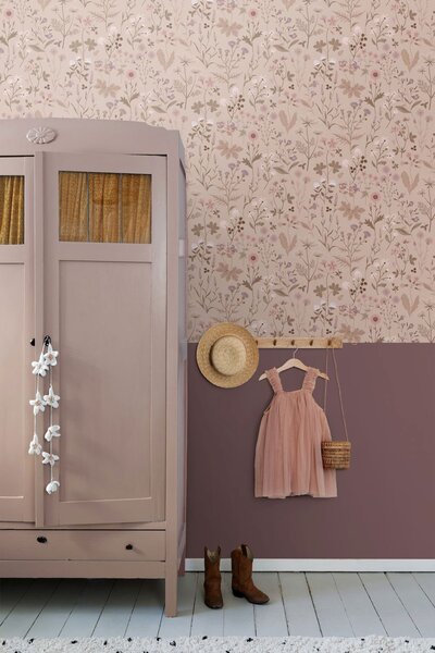 Tapeta s lučními květinami, růžová, 139841, Floral Fever, Esta Home