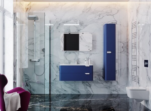 Lavedo Velluto Blue 120 závěsná nízká koupelnová skříňka