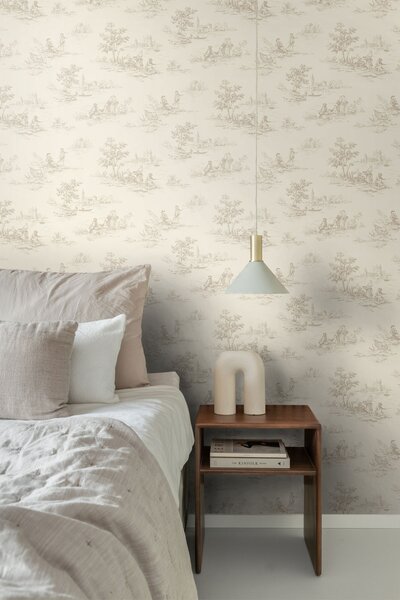 Tapeta s motivem Toile de Jouy, béžová, 139811, Floral Fever, Esta Home