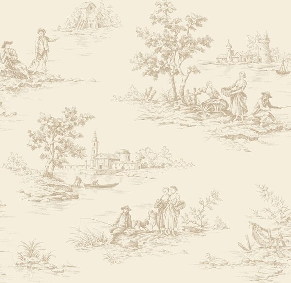 Tapeta s motivem Toile de Jouy, béžová, 139811, Floral Fever, Esta Home