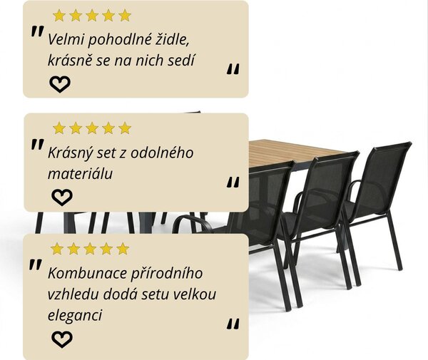 Vikio Venkovní zahradní set 190x90 pro 6 osob přírodní DK303-190P