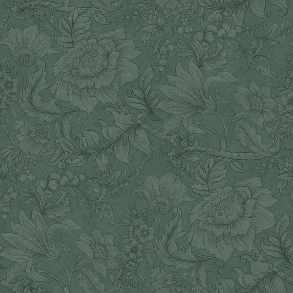 Tapeta s květinami a listy, zelená, 139793, Floral Fever, Esta Home