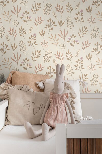 Dětská tapeta s listy, 139738, Floral Fever, Esta Home