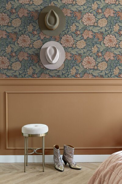 Tapeta s květinami, modrá, zelená, 139642, Floral Fever, Esta Home