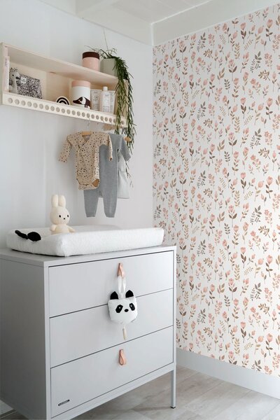 Dětská tapeta s květinami, růžová, zelená, 139692, Floral Fever, Esta Home