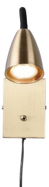 Trio Leuchten 202670108 WANDA - Nástěnná čtecí lampa v mosazné barvě s kabelem do zásuvky, 1 x GU10 (Mosazná lampa na zeď s husím krkem)