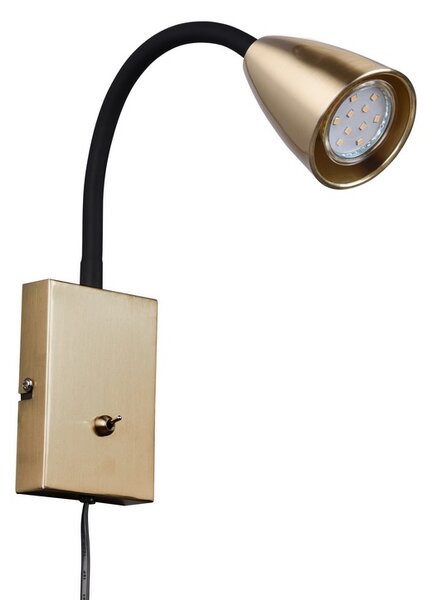Trio Leuchten 202670108 WANDA - Nástěnná čtecí lampa v mosazné barvě s kabelem do zásuvky, 1 x GU10 (Mosazná lampa na zeď s husím krkem)