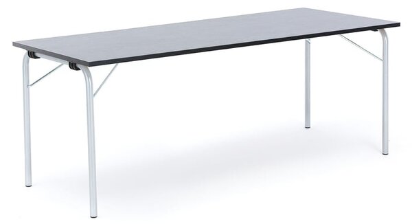AJ Produkty Skládací stůl NICKE, 1800x700x720 mm, stříbrný rám, tmavě šedé linoleum