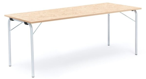 AJ Produkty Skládací stůl NICKE, 1800x700x720 mm, stříbrný rám, béžové linoleum