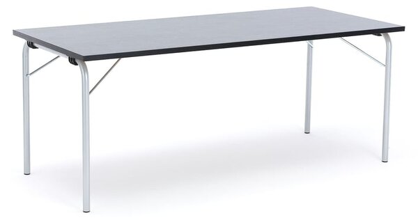 AJ Produkty Skládací stůl NICKE, 1800x800x720 mm, stříbrný rám, tmavě šedé linoleum