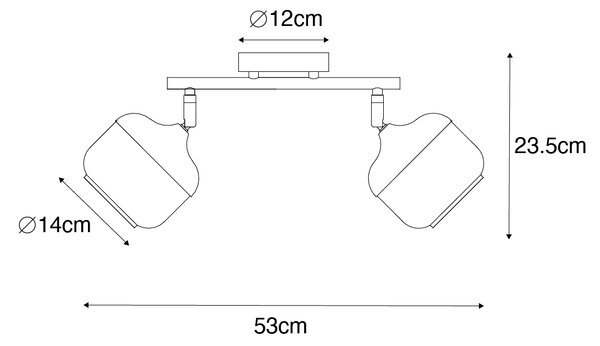 Designové bodové svítidlo černé se zlatem a kouřovým sklem 2-světlo - Kyan