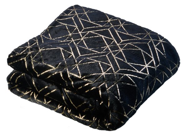 Mikroflanelová deka Premium s dekorativním vzorem 150x200 - Černá