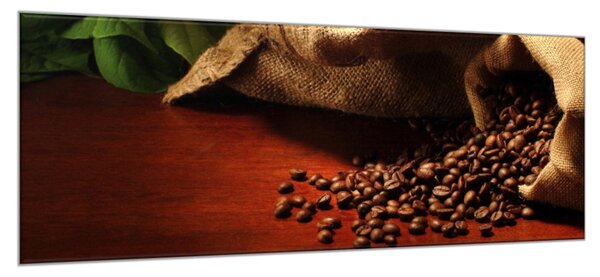 Obraz skleněný rozsypaná káva z pytle - 30 x 40 cm