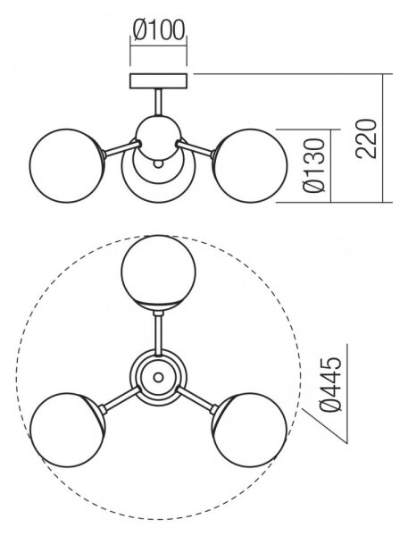 Redo 01-2176 - Lustr na tyči SEMIA 3xE14/28W/230V černá/kouřová