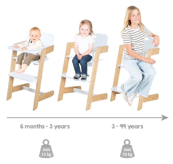 Bílá jídelní židlička Nature UP – Roba