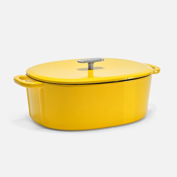 Fabini Smaltovaný litinový oválný kastrol s poklicí Ø 33 cm (7 l), žlutý