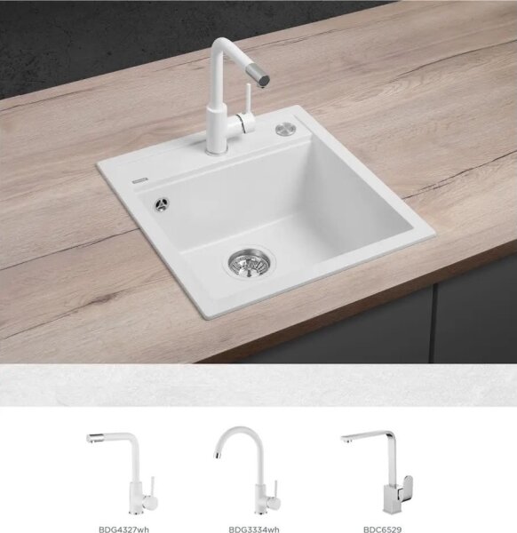 Concept DG00C50WH - Kuchyňský dřez CUBIS 49x51 cm granit/bílá