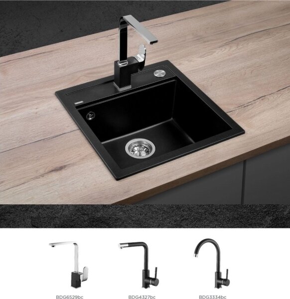 Concept DG00C50BC - Kuchyňský dřez CUBIS 49x51 cm granit/černá